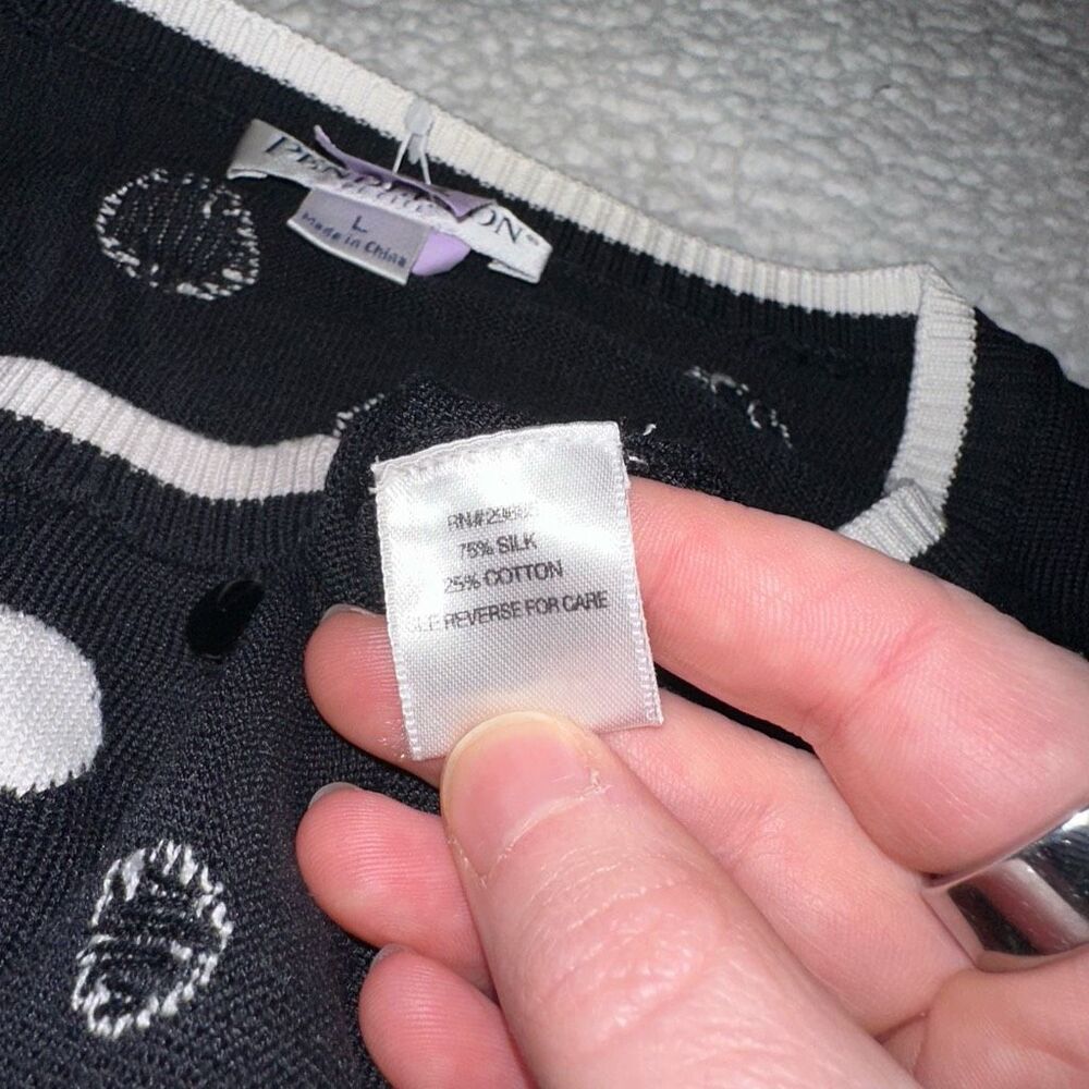 Pendleton Petites Women’s Black White Dot Cardiga… - image 8